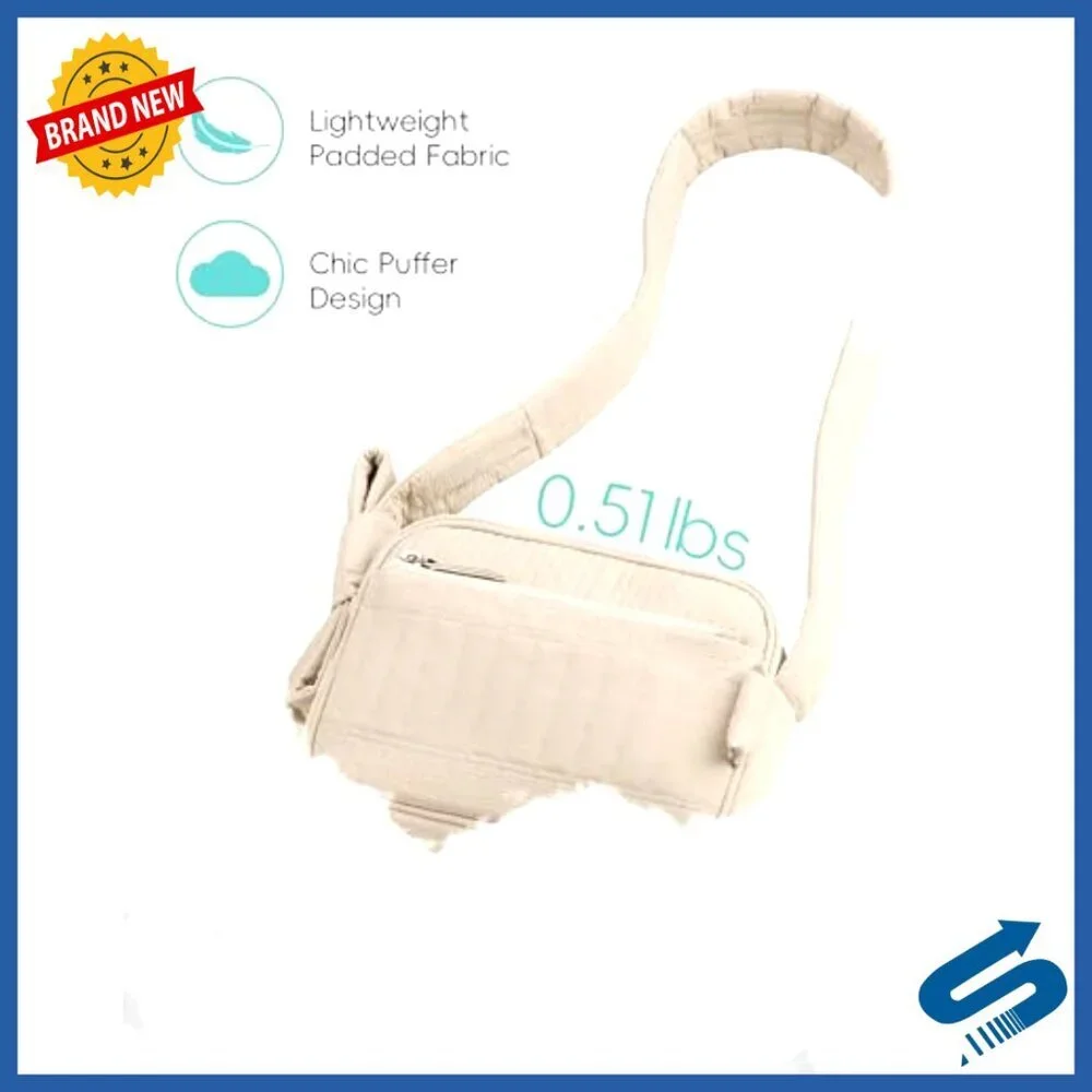 Small Puffer Crossbody Bag RFID Travel Quilted Shoulder Purse Wide Strap